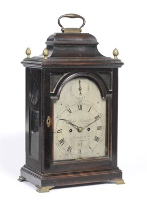 Lot 1352 - An Ebonised Striking Bracket Clock, signed John Byard, London, circa 1790, the case with...