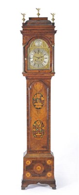 Lot 1360 - A Walnut Eight Day Longcase Clock, the case with caddy top pediment, brass stop-fluted columns,...