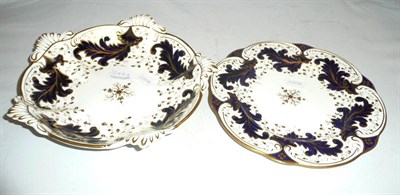 Lot 244A - Rockingham blue and gilt decorated plate and similar dish