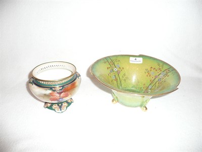 Lot 4 - Worcester vase painted with blackberries by K H Blake and a Crown Devon bowl