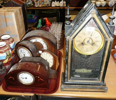 Lot 11 - Ansonia shelf clock and five various mantel clocks