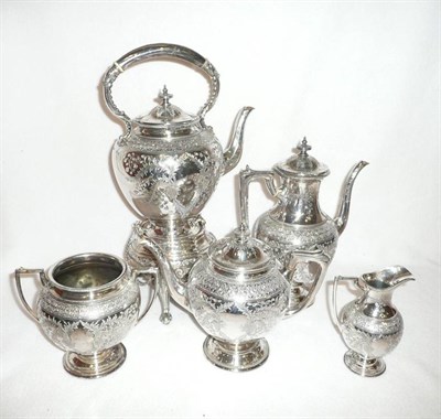 Lot 17 - A silver plated five piece tea service