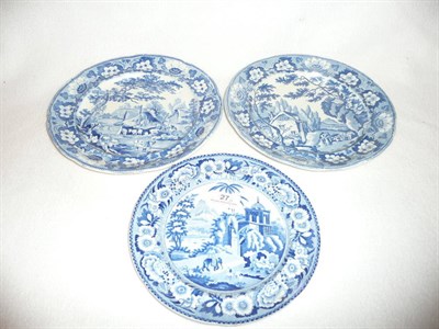 Lot 27 - Three Davenport blue and white plates