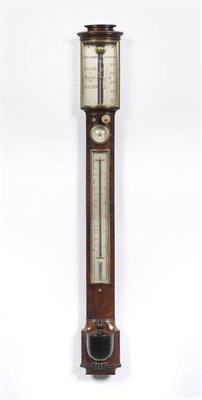 Lot 1369 - A Fine Mahogany Bow Fronted Stick Barometer, signed Dollond, London, circa 1840, the case with well