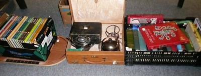 Lot 44 - An Apsrey's travelling case, leather jewellery box, shove h'apenny board, plated muffin dish...