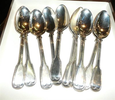 Lot 52 - Set of twelve silver fiddle and thread tablespoons