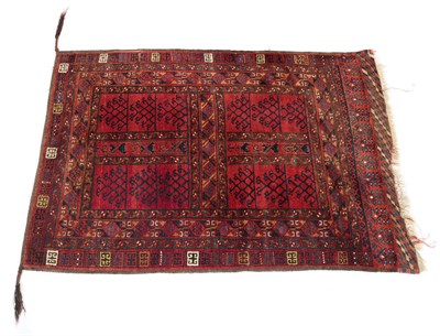 Lot 1371 - An Afghan Ensi, with a red four-panel field within multiple borders, 221cm by 152cm See...