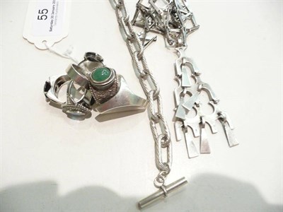 Lot 55 - A silver pendant and chain, David Andersen, Norway, a silver watch chain, probably Norwegian...