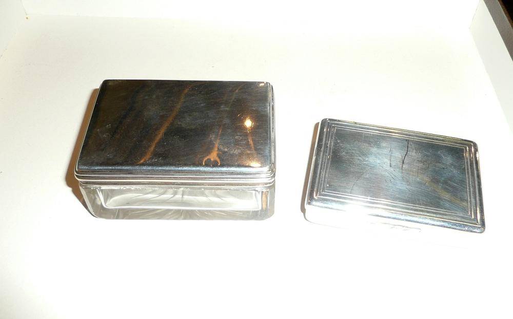 Lot 71 - Silver snuff box and a silver topped glass box (2)