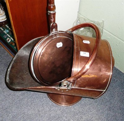 Lot 94 - Copper coal scuttle and a copper warming pan