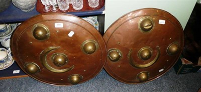 Lot 100 - Two Turkish copper and brass shields