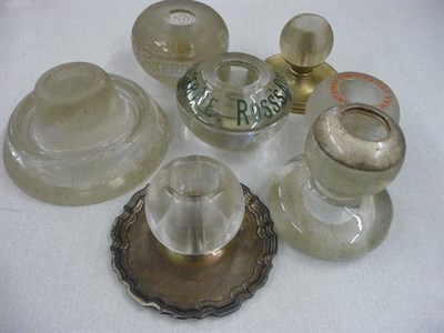 Lot 105 - Seven assorted glass match strikers including a Royal Belfast ginger ale, Bryant & Mays wax vestas