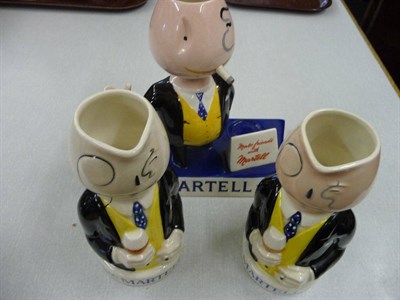 Lot 111 - A Carlton ware china advertising figure, Martell Brandy; together with two Sandland china toby jugs
