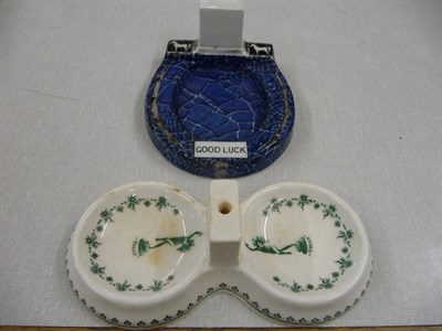Lot 120 - A Shelley white horse shoe match box holder, and a Worcester Tolly match box holder