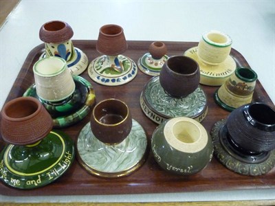 Lot 129 - Eleven assorted match strikers including Wedgwood, Torquay ware, etc