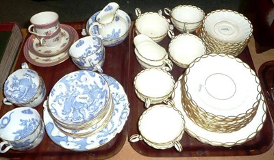 Lot 151 - Royal Worcester Blue Dragon part tea service and Crescent china part tea service, etc on two trays
