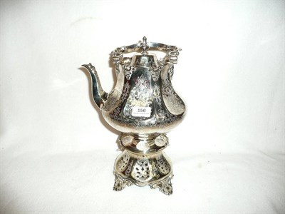 Lot 156 - A Victorian silver plated tea kettle, burner and stand