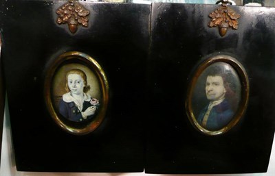 Lot 174 - 18th century framed miniature, 1781, signed and another