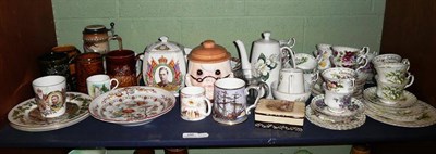 Lot 198 - Shelf of decorative ceramics including Royal Commemorative Months of the Year trios, etc