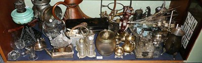 Lot 200 - Quantity of plate, lamps, brassware, glassware, etc