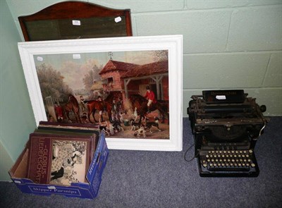 Lot 204 - A hunting print, an oak fire screen with woolwork panel, a Remington typewriter and seven...