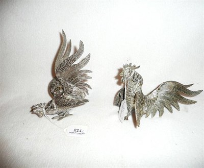 Lot 211 - A pair of silver plated fighting cocks