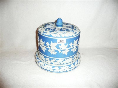 Lot 275 - A Victorian blue jasper Stilton cheese dome and base moulded and applied with fruiting vine