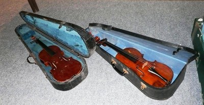 Lot 294 - 19th century German violin and 3/4 German violin