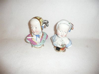 Lot 321 - A pair of Meissen porcelain bust heads of Royal children, (a.f.)