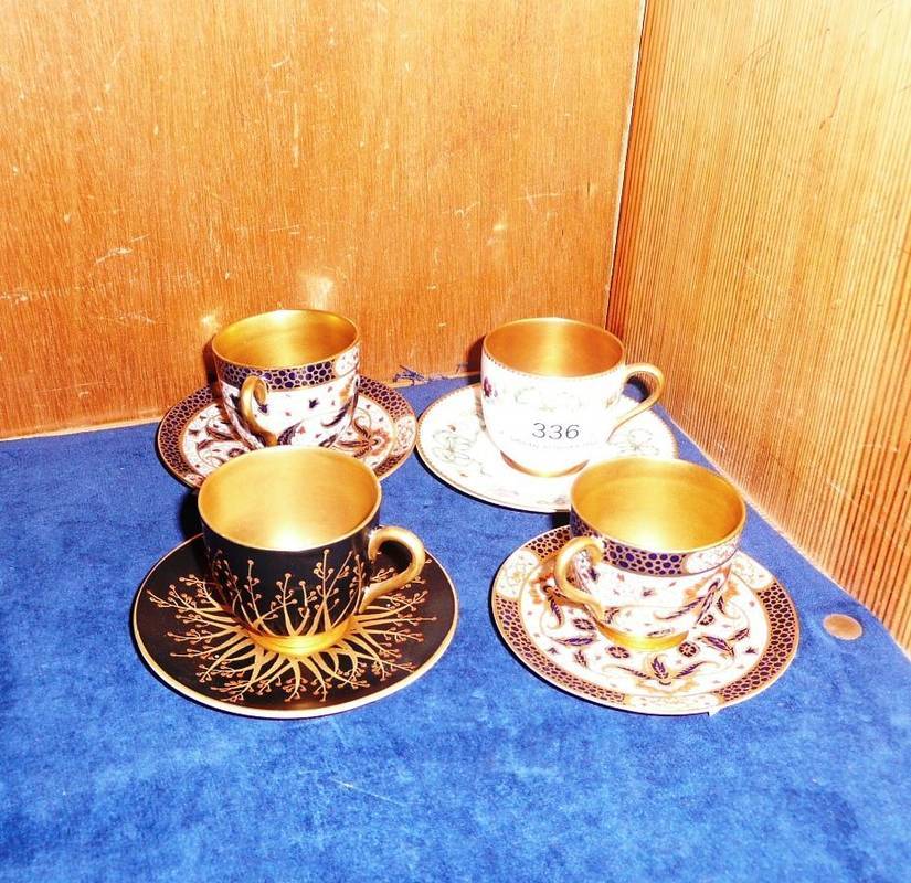 Lot 336 - Pair of Royal Worcester 'Imari' coffee cups and saucers and two others (4)