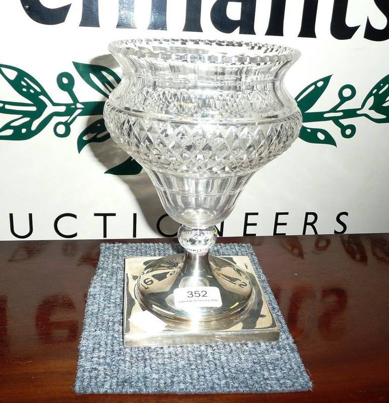 Lot 352 - Cut glass pedestal bowl with silver base