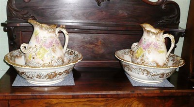 Lot 360 - Pair of 19th century gilt-decorated water jugs with basins