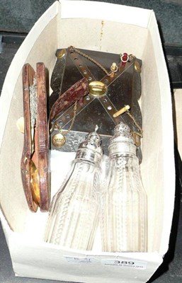 Lot 389 - Two 19th century glass bottles, Continental christening set in case and a metal board game