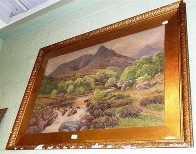 Lot 404 - Large watercolour by Ward Heyes, 1886, a mountainous river landscape