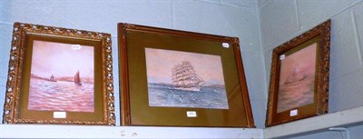 Lot 405 - H W Boyce - Shipping scenes off the coast, a pair of watercolours; Harcourt Smith - Ship,...