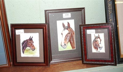 Lot 409 - D M & E M Alderson portrait of Shergar with two others signed D M Alderson