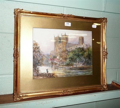 Lot 415 - Watercolour by E Nevil "Durham" from the river