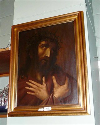 Lot 427 - 19th century oil on panel depicting Jesus