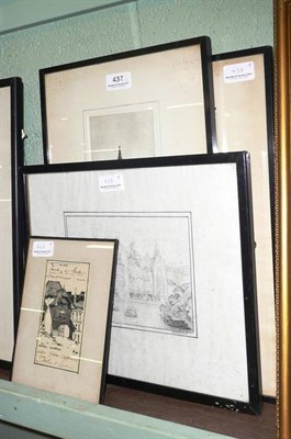 Lot 437 - After Archie G Paton two black and white etchings, a pencil drawing over Overtown Castle and a...