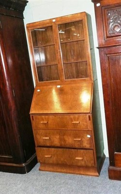 Lot 471 - An Art Deco walnut bureau bookcase