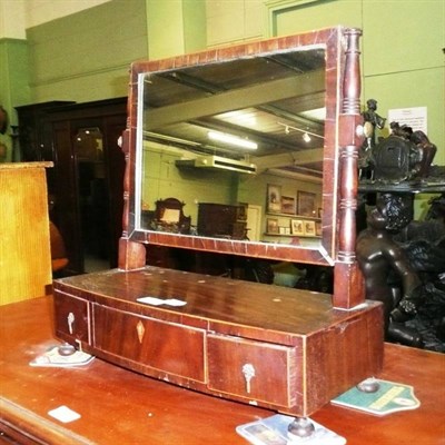 Lot 485 - Mahogany three drawer dressing table mirror