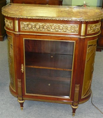 Lot 1415 - A French Mahogany, Gilt Metal and Lacquer Meuble d'Appui, of D-shaped section, the  marble top with