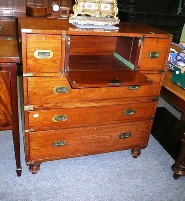 Lot 514 - Two section military secretaire chest