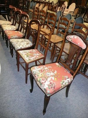 Lot 524 - Set of three Victorian balloon back chairs, two others and an Edwardian inlaid bedroom chair