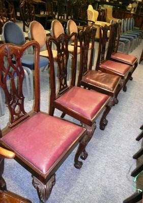 Lot 536 - Set of five mahogany dining chairs with ball and claw feet