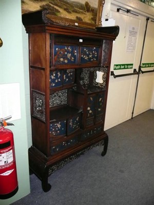 Lot 587 - Japanese lacquer and shibuyama cabinet (a.f.)