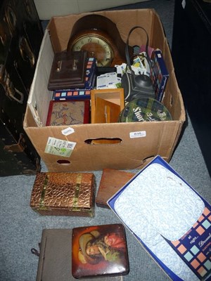 Lot 635 - A quantity including records, cameras, radios, playing cards, collectables etc (in boxes and...