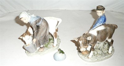 Lot 2 - Pair of Royal Copenhagen figures and a small frog figure