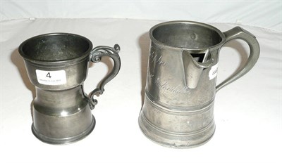 Lot 4 - Pewter jug and pewter tankard