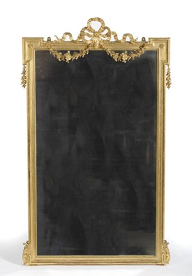 Lot 1429 - A Giltwood and Gesso Wall Mirror, late 19th century, the rectangular plate within moulded and...